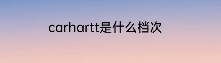 carhartt是什么档次