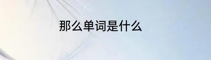 那么单词是什么