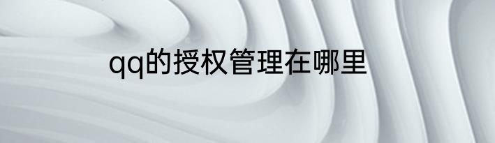 qq的授权管理在哪里