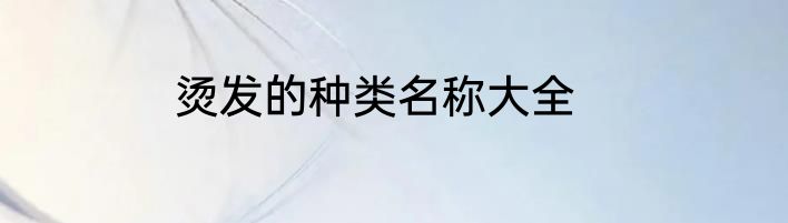 烫发的种类名称大全