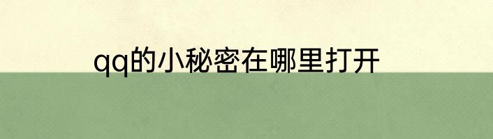 qq的小秘密在哪里打开