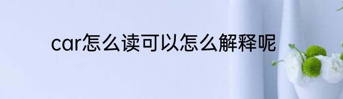 car怎么读可以怎么解释呢