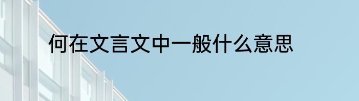 何在文言文中一般什么意思