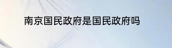 南京国民政府是国民政府吗