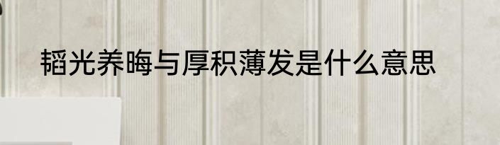 韬光养晦与厚积薄发是什么意思