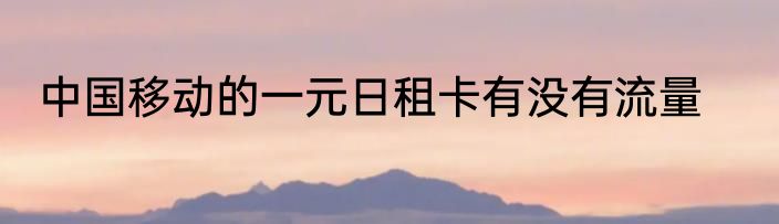 中国移动的一元日租卡有没有流量