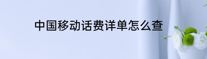 中国移动话费详单怎么查