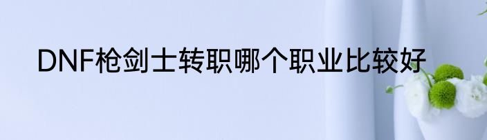 DNF枪剑士转职哪个职业比较好
