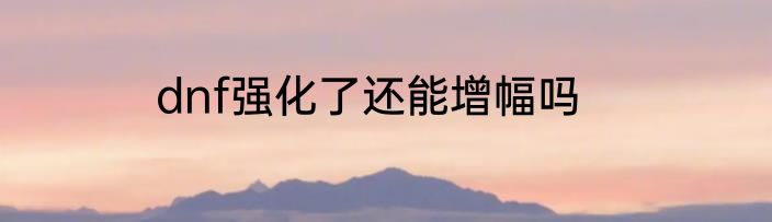 dnf强化了还能增幅吗