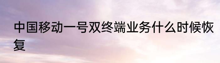 中国移动一号双终端业务什么时候恢复