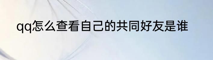 qq怎么查看自己的共同好友是谁