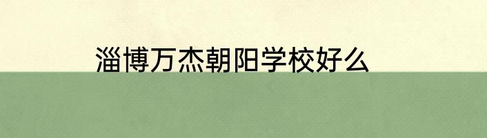 淄博万杰朝阳学校好么