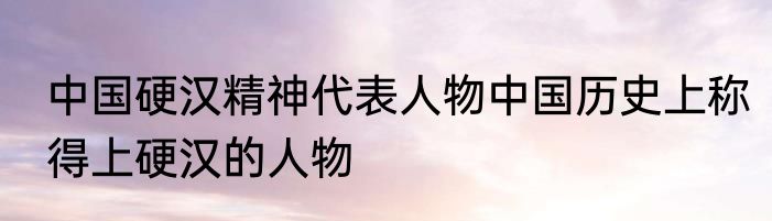 中国硬汉精神代表人物中国历史上称得上硬汉的人物