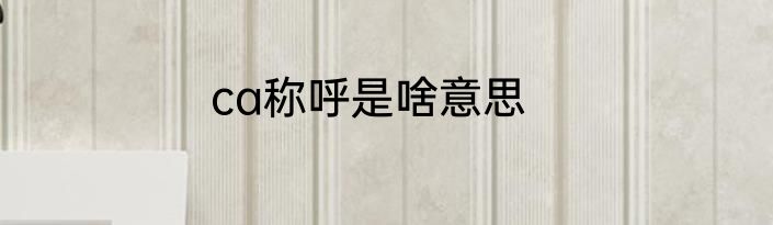 ca称呼是啥意思