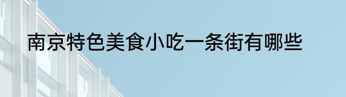 南京特色美食小吃一条街有哪些