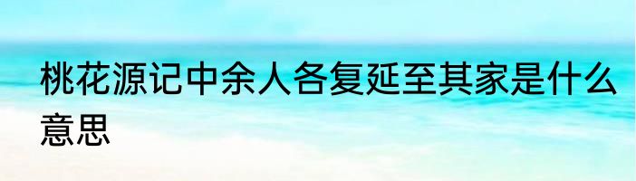 桃花源记中余人各复延至其家是什么意思