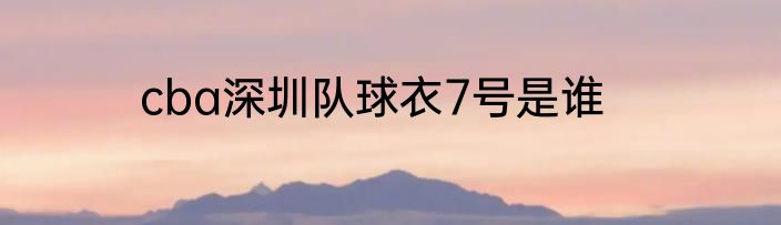cba深圳队球衣7号是谁