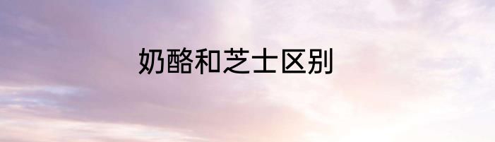 奶酪和芝士区别