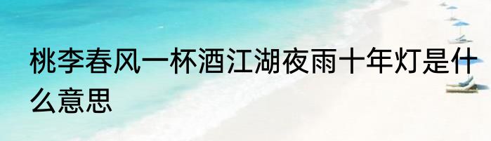 桃李春风一杯酒江湖夜雨十年灯是什么意思