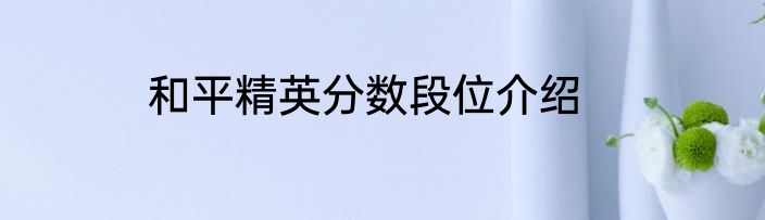和平精英分数段位介绍