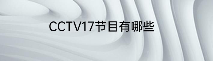 CCTV17节目有哪些