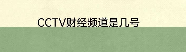 CCTV财经频道是几号