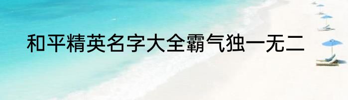 和平精英名字大全霸气独一无二