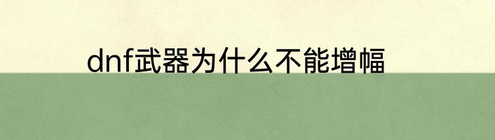 dnf武器为什么不能增幅