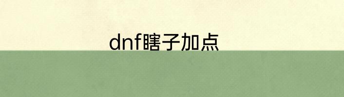 dnf瞎子加点