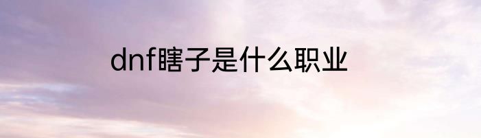 dnf瞎子是什么职业