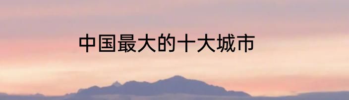 中国最大的十大城市
