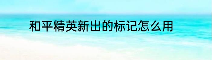 和平精英新出的标记怎么用