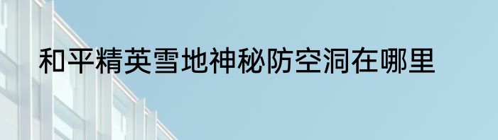 和平精英雪地神秘防空洞在哪里