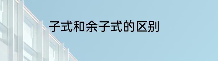 子式和余子式的区别