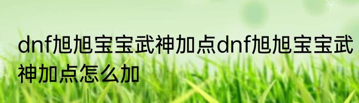 dnf旭旭宝宝武神加点dnf旭旭宝宝武神加点怎么加