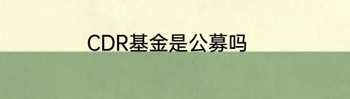 CDR基金是公募吗