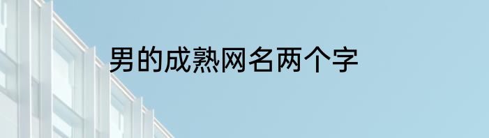 男的成熟网名两个字