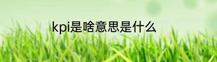 kpi是啥意思是什么