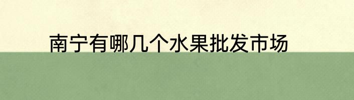 南宁有哪几个水果批发市场
