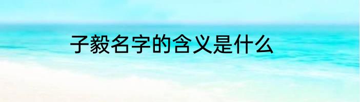 子毅名字的含义是什么