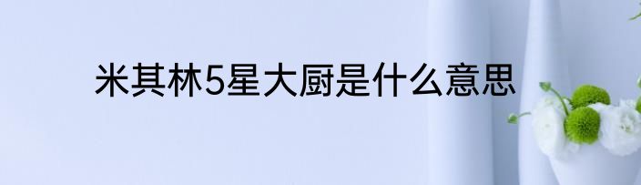 米其林5星大厨是什么意思