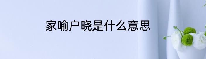 家喻户晓是什么意思