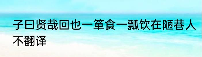 子曰贤哉回也一箪食一瓢饮在陋巷人不翻译