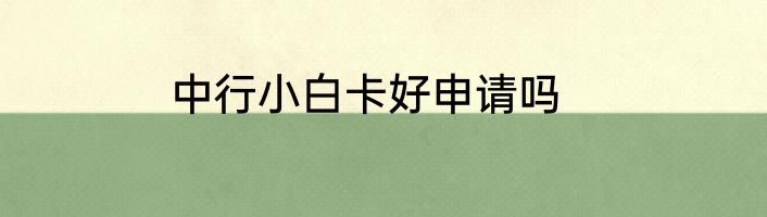 中行小白卡好申请吗