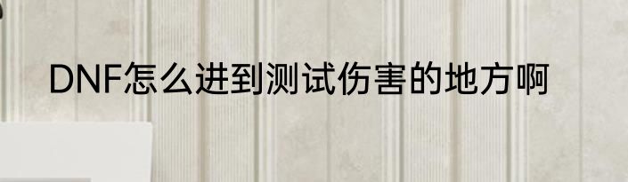DNF怎么进到测试伤害的地方啊