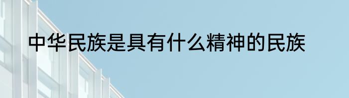 中华民族是具有什么精神的民族