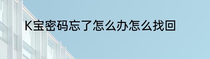 K宝密码忘了怎么办怎么找回