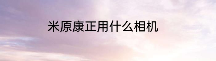米原康正用什么相机