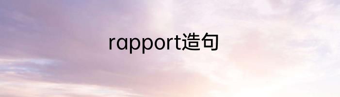rapport造句