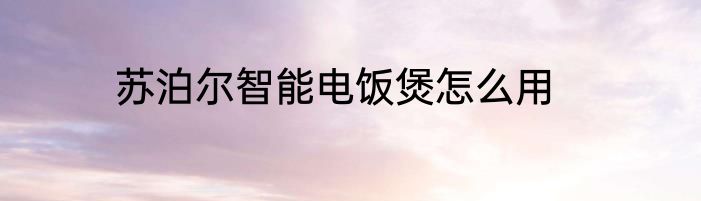 苏泊尔智能电饭煲怎么用
